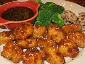 Fried Whiskey Chicken Nuggets on a dinner plate