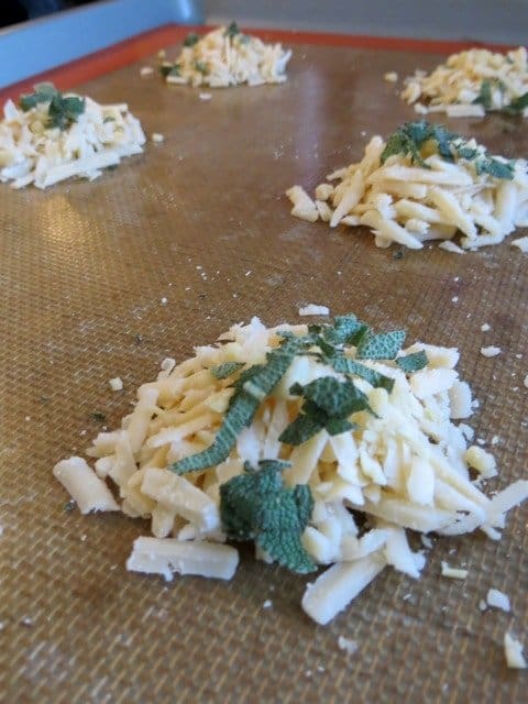 Cheese Crisps are a low carb appetizer or snack with sage