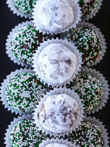 Bourbon Balls on a black platter