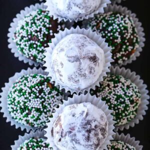 Bourbon Balls on a black platter