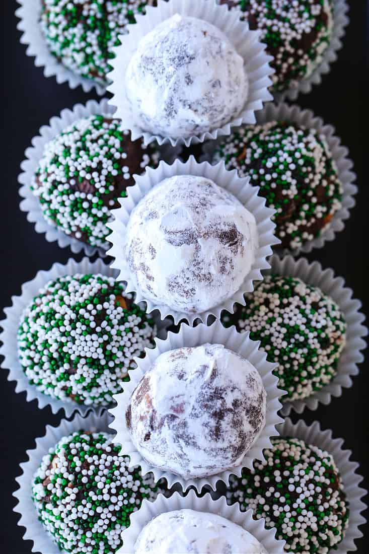 Bourbon Balls on a black platter