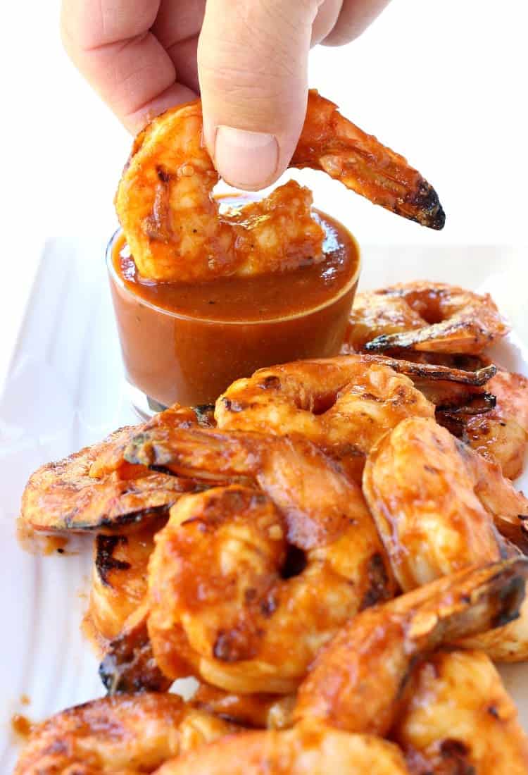 Grilled Shrimp Cocktail with Mango BBQ Sauce is perfect for appetizers!