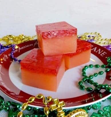 Hurricane Jello Shots on a decorative plate