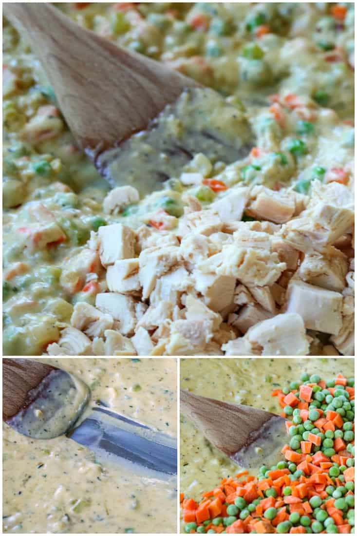 Chicken Pot pie filling collage