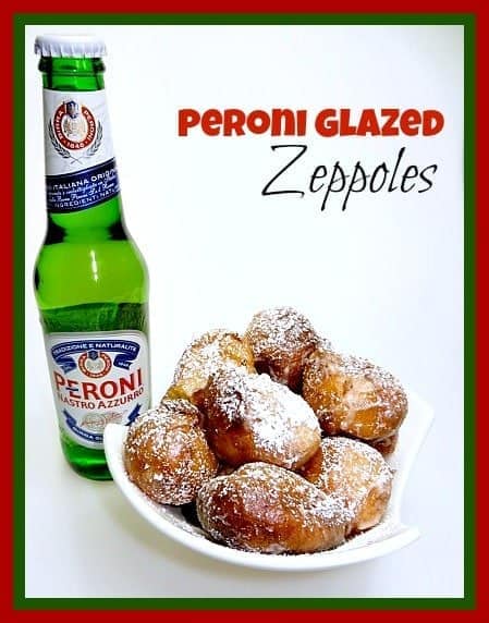 Beer Glazed Zeppoles are my twist on a classic Italian dessert! Fried dough dipped in a beer glaze with tons of powdered sugar on top! Beer Glazed Zeppoles recipe