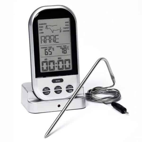 Smart Gear Wireless Grill Thermometer 100FT RANGE BUILT IN TIMER POCKET  CLIP BBQ