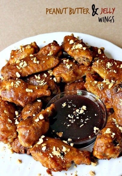Peanut Butter & Jelly Wings with sauce for dipping