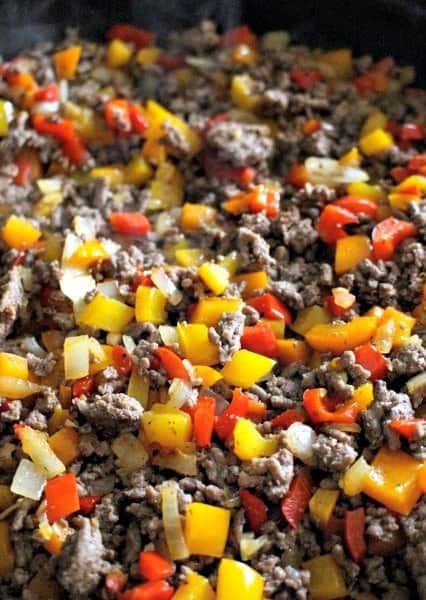 ground beef and peppers filling for unstuffed peppers recipe