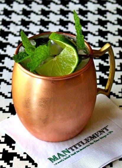 moscow mule in a copper mug