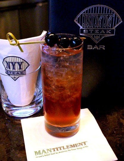 cocktail on NYY napkin