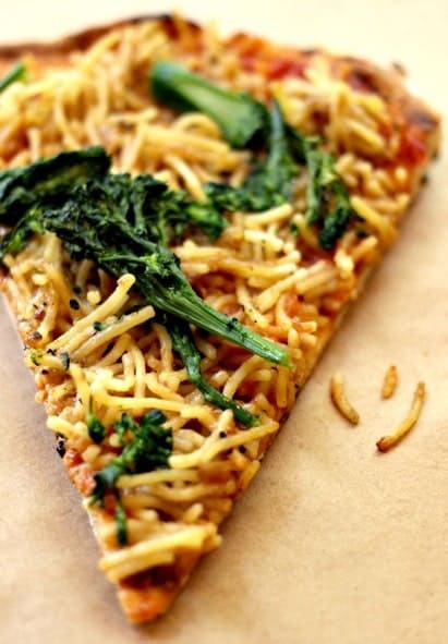 Grilled Parmesan Spaghetti Pizza slice