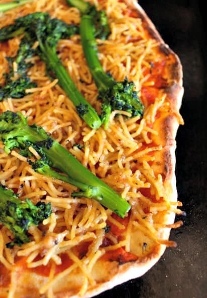 Grilled Parmesan Spaghetti Pizza whole