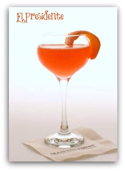 El Presidente Cocktail is a rum and pineapple drink recipe