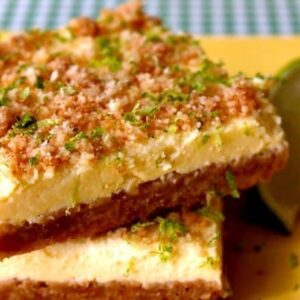 Two Tequila Lime Crush Bars stacked on a plate