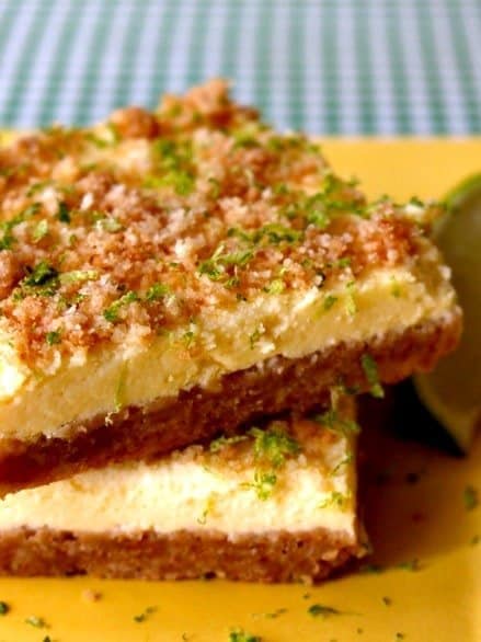 Two Tequila Lime Crush Bars stacked on a plate.