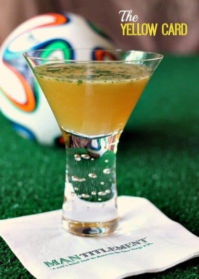 A Yellow Card Cocktail with a soccer ball