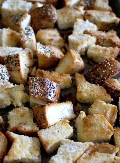 toasted cubes of bread