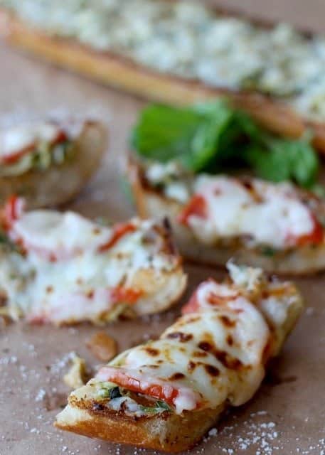 Cheesy Artichoke Bread on a board