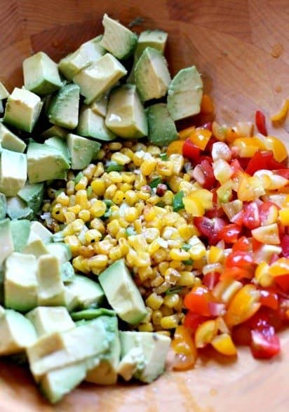 Avocado and Roasted Corn Dip ingredients