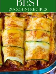 zucchini enchiladas with text overlay for pinterest