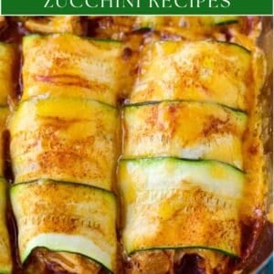 zucchini enchiladas with text overlay for pinterest
