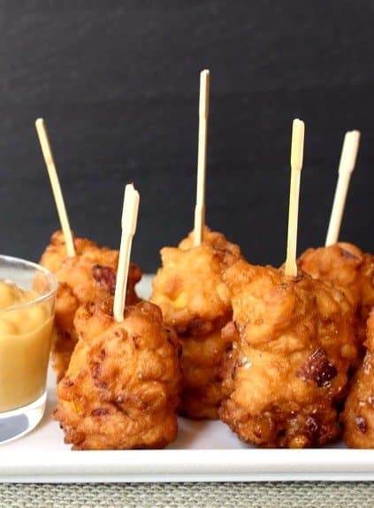 Corn Dog Fritters on a plate