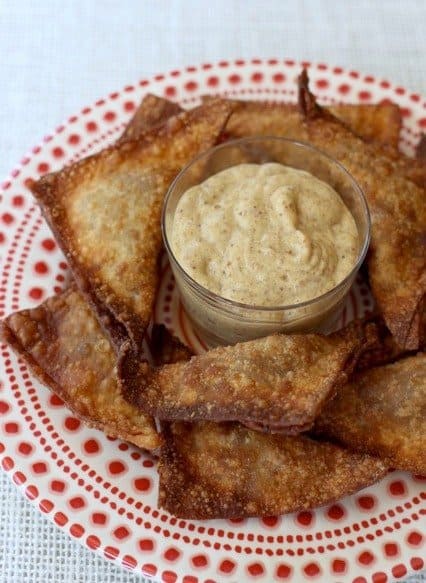 hot dog wontons with mustard