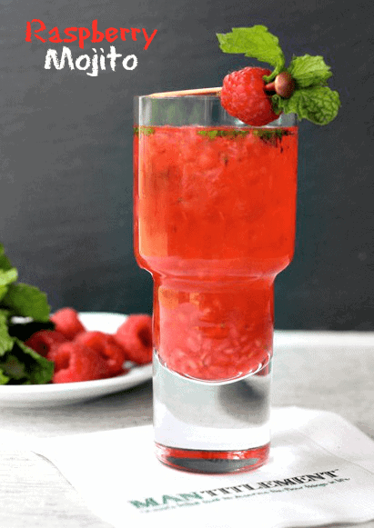 raspberry mojito with garnish