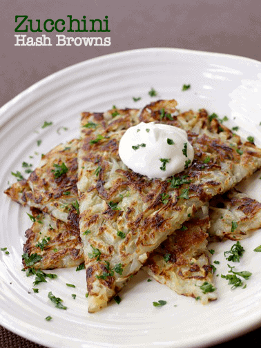 zucchini hash browns with sour cream