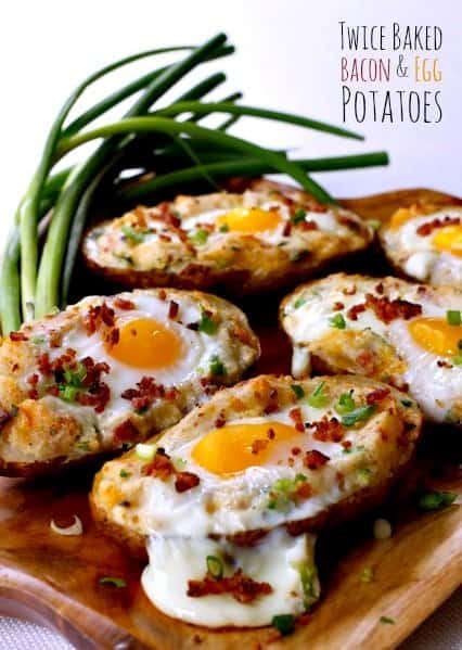 Twice Baked Bacon & Egg Potatoes | Baked Potato Recipes To Drool Over