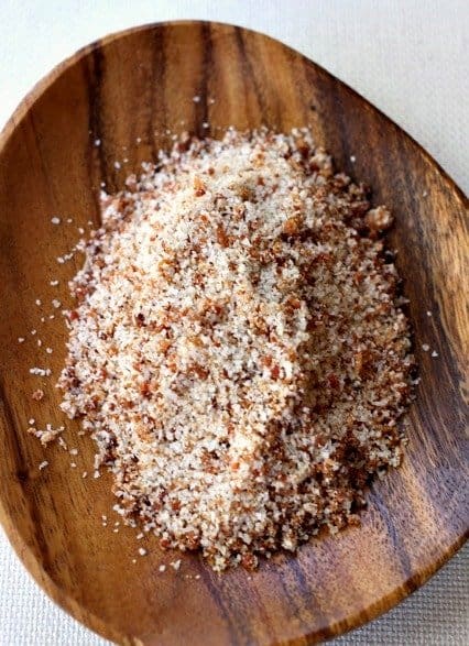 Bacon salt in a wooden bowl