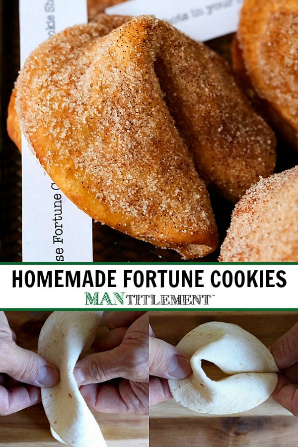homemade cinnamon sugar fortune cookie recipe collage for pinterest