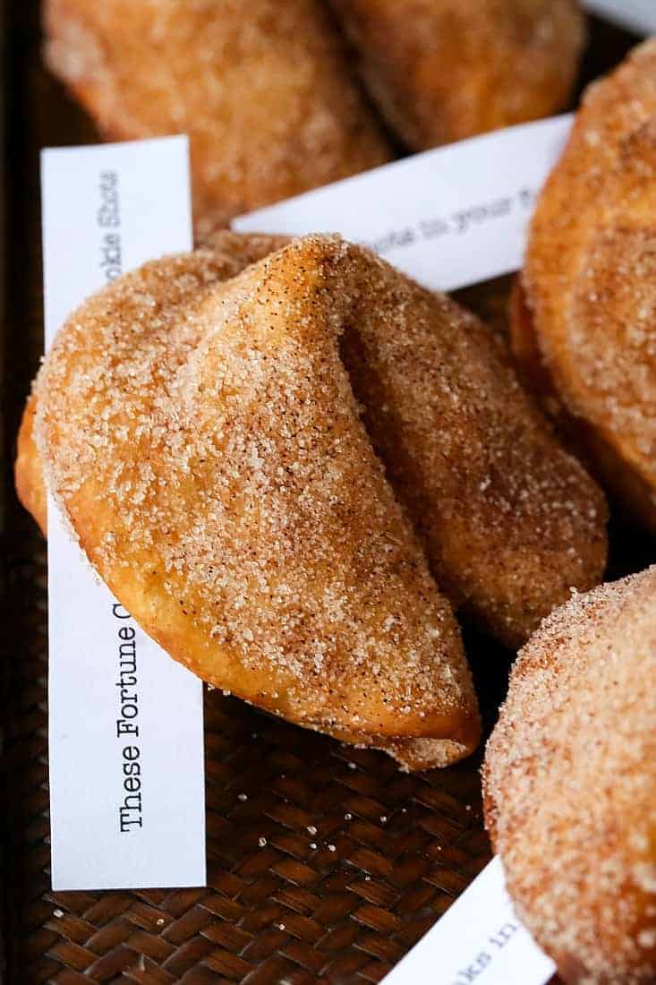 homemade fortune cookie recipes coated with cinnamon sugar