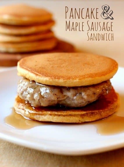 Sausage and Pancake Breakfast Sandwich for a make ahead breakfast recipe