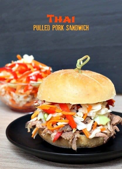 Thai pulled pork sandwich featured