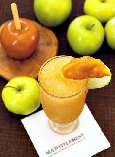 apple bourbon slush on napkin