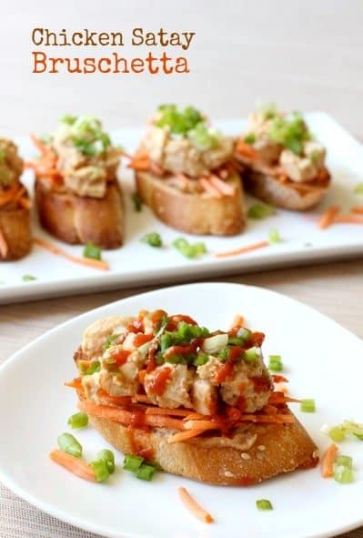 chicken satay bruschetta featured