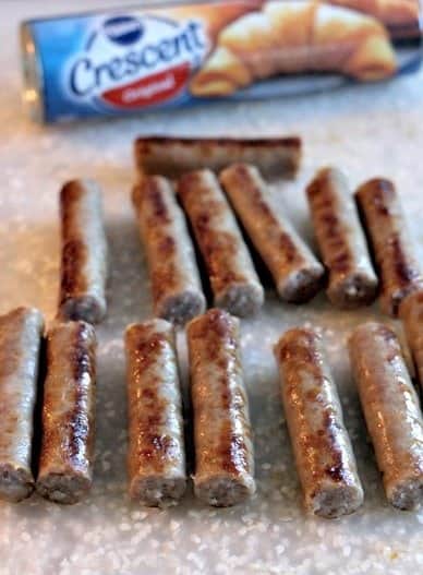 Maple Sausage on a board for stuffed crescent rolls recipe