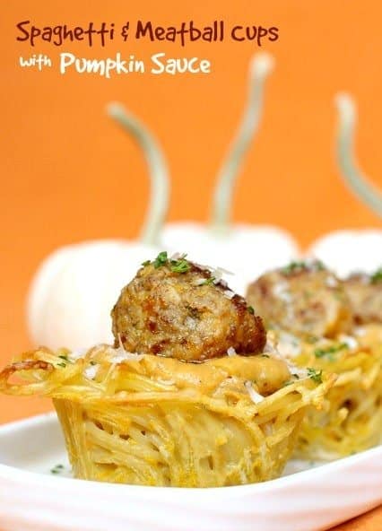 spaghetti and meatball cups