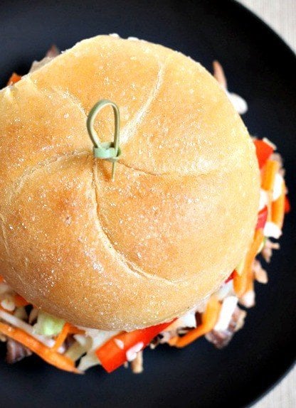 Spicy Peanut Pulled Pork Sandwiches from the top