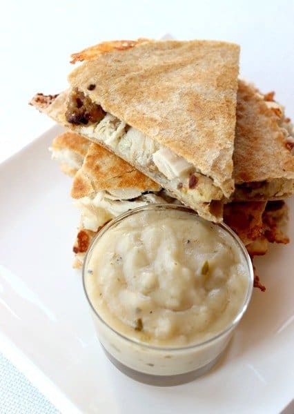 Thanksgiving Quesadillas are a leftover turkey quesadilla recipe with stuffing and gravy