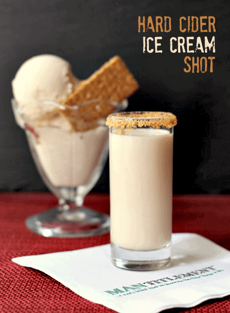 Hard Cider Ice Cream Shot is a cold cider drink with whiskey