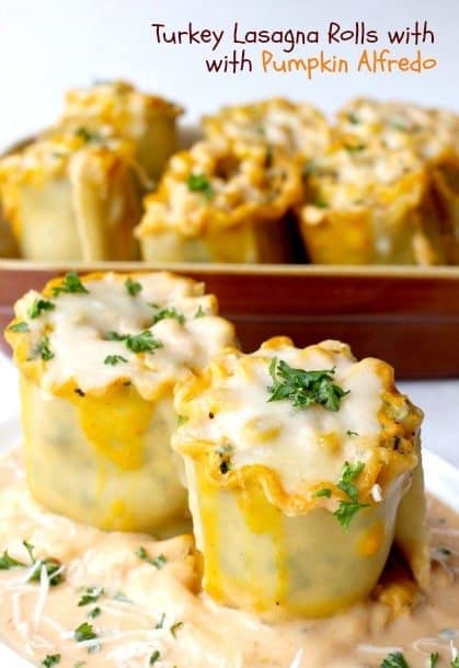 turkey lasagna rolls with pumpkin alfredo featured