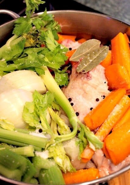 Homemade Turkey Soup uses your leftover turkey, vegetables and herbs to make a turkey stock