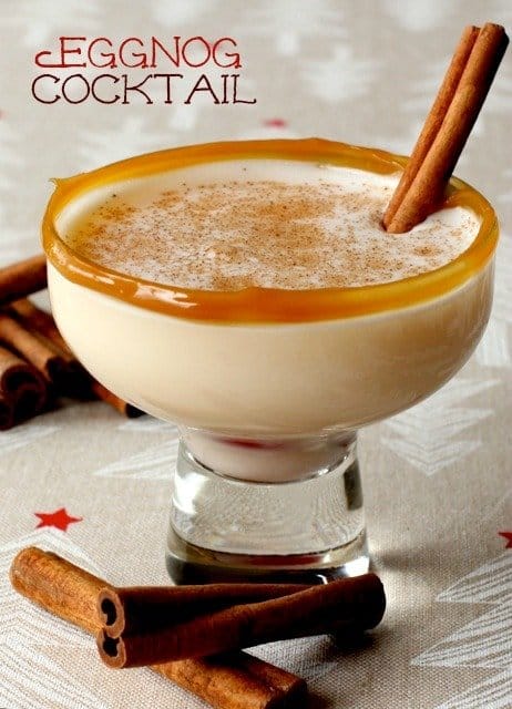 Eggnog Cocktail recipe is made with vodka, amaretto and eggnog