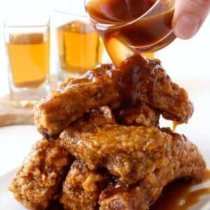 fried ribs with whiskey glaze