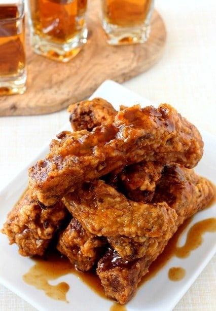 Chicken Fried Ribs with Whiskey Glaze is a deep fried rib recipe that is great for appetizers or a fun dinner