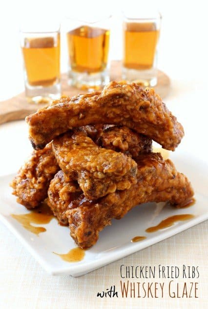 Chicken Fried Ribs with Whiskey Glaze are a fried rib recipe with a sweet and spicy glaze