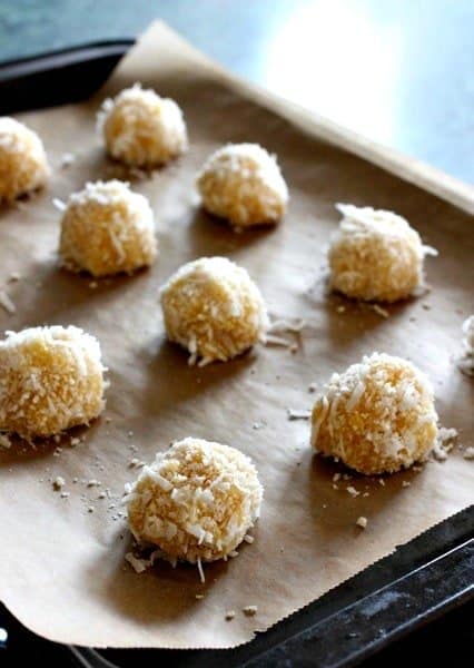 chicken meatballs on a baking sheet