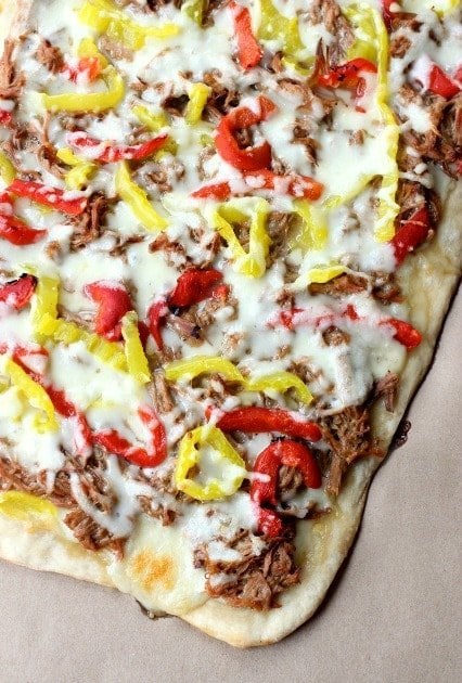 Italian Beef Pizza on parchment
